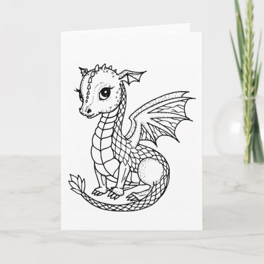 Bébé Dragon Mignon Carte à Colorier (Devant)