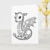 Bébé Dragon Mignon Carte à Colorier (Fleur jaune)