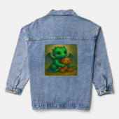 Bébé Dragon vert mignon avec ours en peluche (Verso)