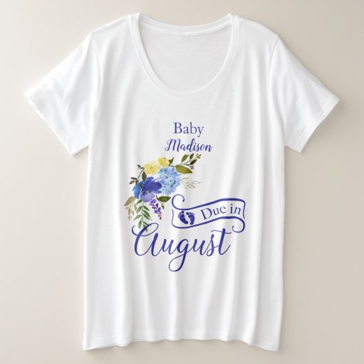 Bébé dû en Août Aquarelle bleu classique (Design devant)