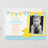 Bébé Ducky Duck Photo Invitations à la fête d'anni (Devant)