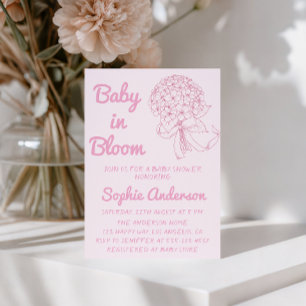 Bébé Élégant en Fleur Invitation Baby Shower Rose