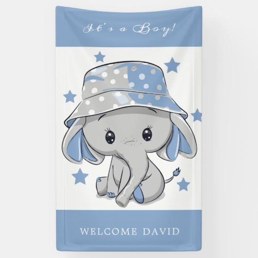 Bébé éléphant avec bannière Baby shower Casquette (Vertical)