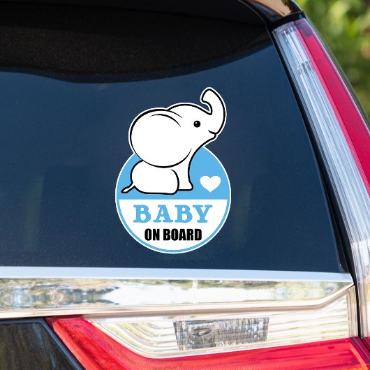 Bébé éléphant bébé à bord Sticker voiture - Bleu