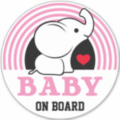 Bébé Eléphant Bébé À Bord Sticker Voiture - Rose (Devant)