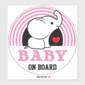Bébé Eléphant Bébé À Bord Sticker Voiture - Rose (Feuille)