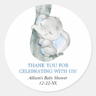 Bébé éléphant garçon Bleu de faveur autocollants