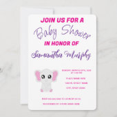 Bébé éléphant | Invitation baby shower (Devant)