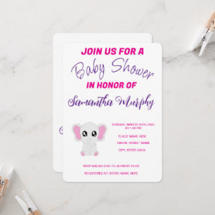 Bébé éléphant Invitation baby shower