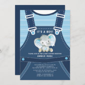 Bébé Eléphant mignon Baby shower Invitation (Devant / Derrière)