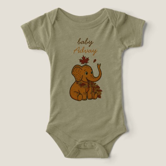 Bébé éléphant mignon d'automne avec bébé aux feuil (Design Recto)