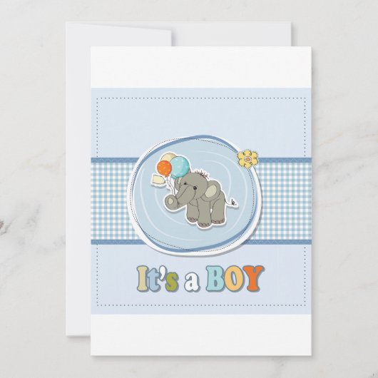 Bébé Eléphant mignon Faire-part (Devant)