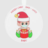 Bébé elfe de Noël avec masque facial sur fond blan (dos)
