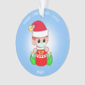 Bébé elfe de Noël avec masque facial sur fond bleu (devant)