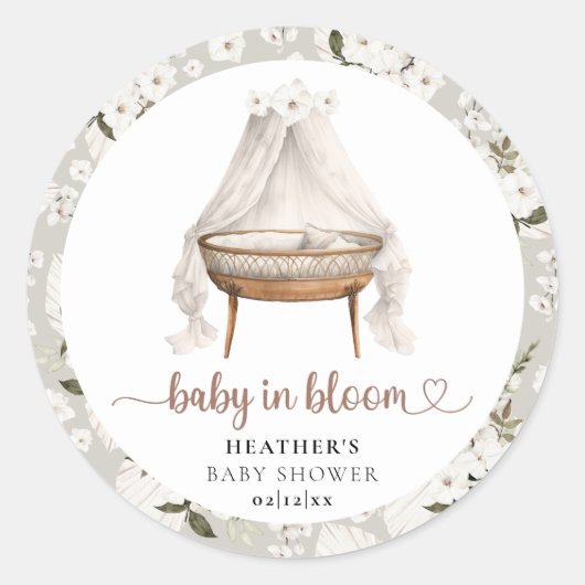 Bébé en Bloom Boho Sticker Baby shower Floral (Devant)