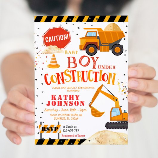 Bébé en construction Baby shower Invitation