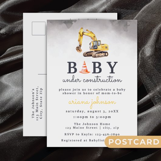 Bébé en construction Boy Baby shower Invitation