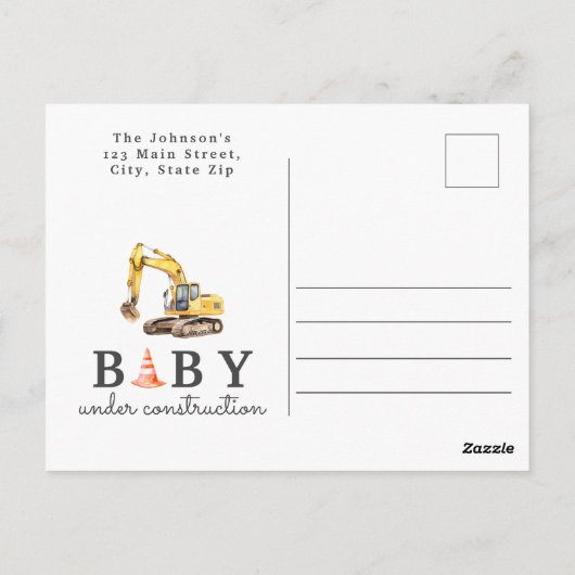 Bébé en construction Boy Baby shower Invitation (Dos)