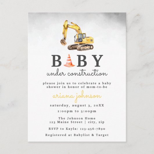 Bébé en construction Boy Baby shower Invitation (Devant)