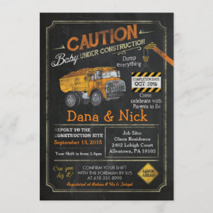 Bébé en construction Invitation Baby shower