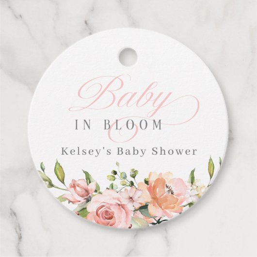 Bébé en fleur Baby shower Favoriser les étiquettes (Devant)