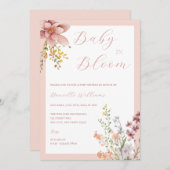 Bébé en fleur Baby shower floral Invitation (Devant / Derrière)