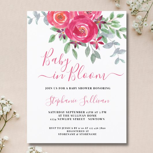 Bébé en fleur Baby shower floral Invitation