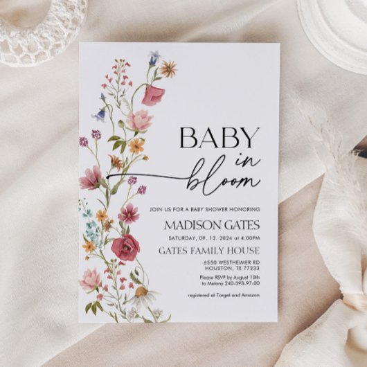 Bébé en fleur Baby shower floral Invitation