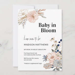 Bébé en fleur Baby shower floral Invitation