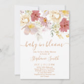 Bébé en fleur Baby shower floral Invitation fille (Devant)