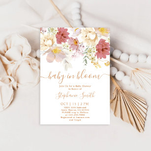 Bébé en fleur Baby shower floral Invitation fille