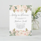 Bébé en fleur Baby shower floral Invitation fille (Debout devant)