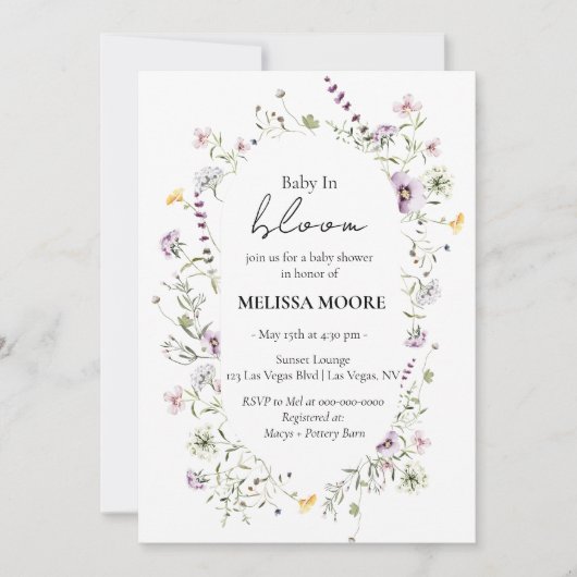Bébé en fleur Baby shower Invitation (Devant)