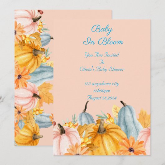 bébé en fleur baby shower invitation (Devant / Derrière)