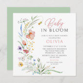 Bébé en fleur Baby shower Invitation (Devant / Derrière)