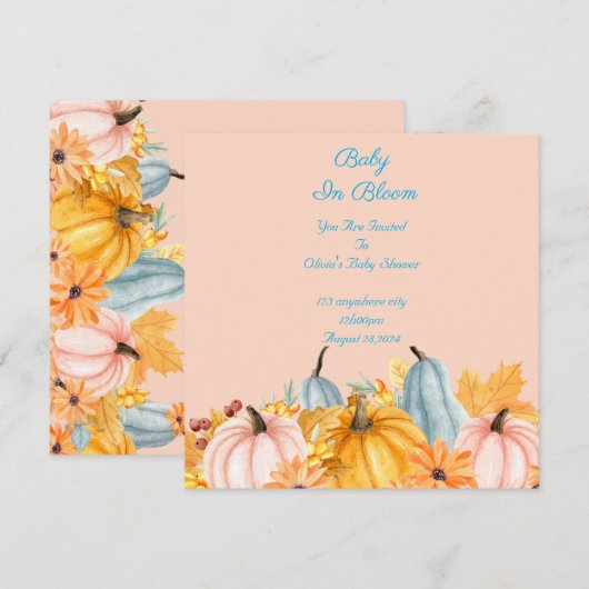 bébé en fleur baby shower invitation (Devant / Derrière)