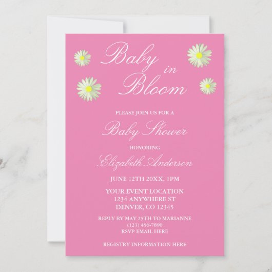 Bébé en fleur Baby shower Invitation (Devant)