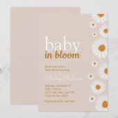 Bébé en fleur blanche Baby shower Invitation (Devant / Derrière)