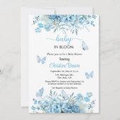 Bébé en Fleur bleu Baby shower Floral Invitation (Devant)