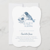 Bébé en Fleur bleu Baby shower Floral Invitation (Devant)