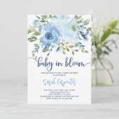 Bébé en Fleur bleu fleuri invitation garçon (Debout devant)