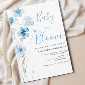 Bébé En Fleur Bleu Floral Boy Douche Invitation