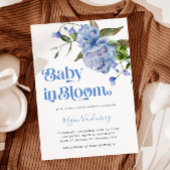 Bébé En Fleur Bleu Floral Invitation