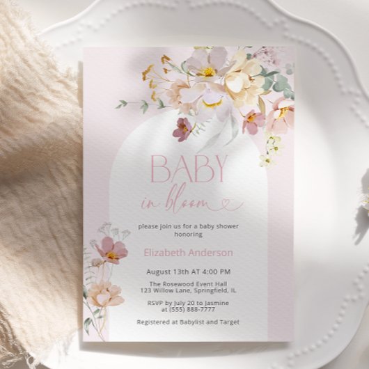 Bébé en Fleur Blush Baby shower Floral Invitation