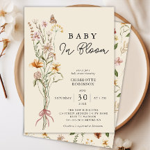 Bébé En Fleur Boho Floral Baby shower Invitation