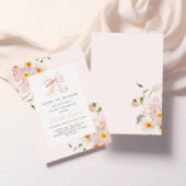 Bébé En Fleur Bow Soft Rose Baby shower Invitation