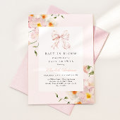 Bébé En Fleur Bow Soft Rose Baby shower Invitation