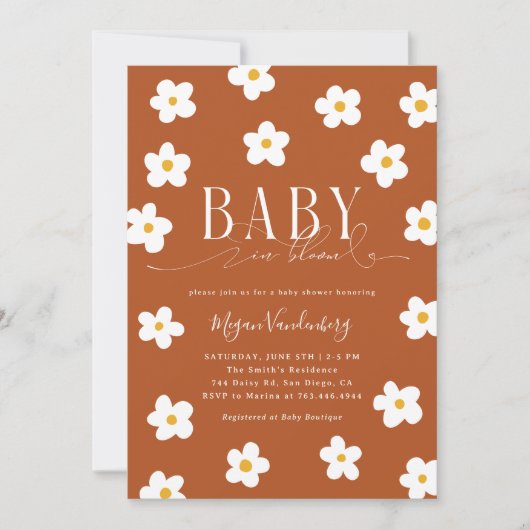 Bébé En Fleur Douche Blancs Daisies Invitation (Devant)
