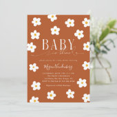 Bébé En Fleur Douche Blancs Daisies Invitation (Debout devant)