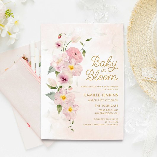 Bébé en fleur été Baby shower floral Invitation